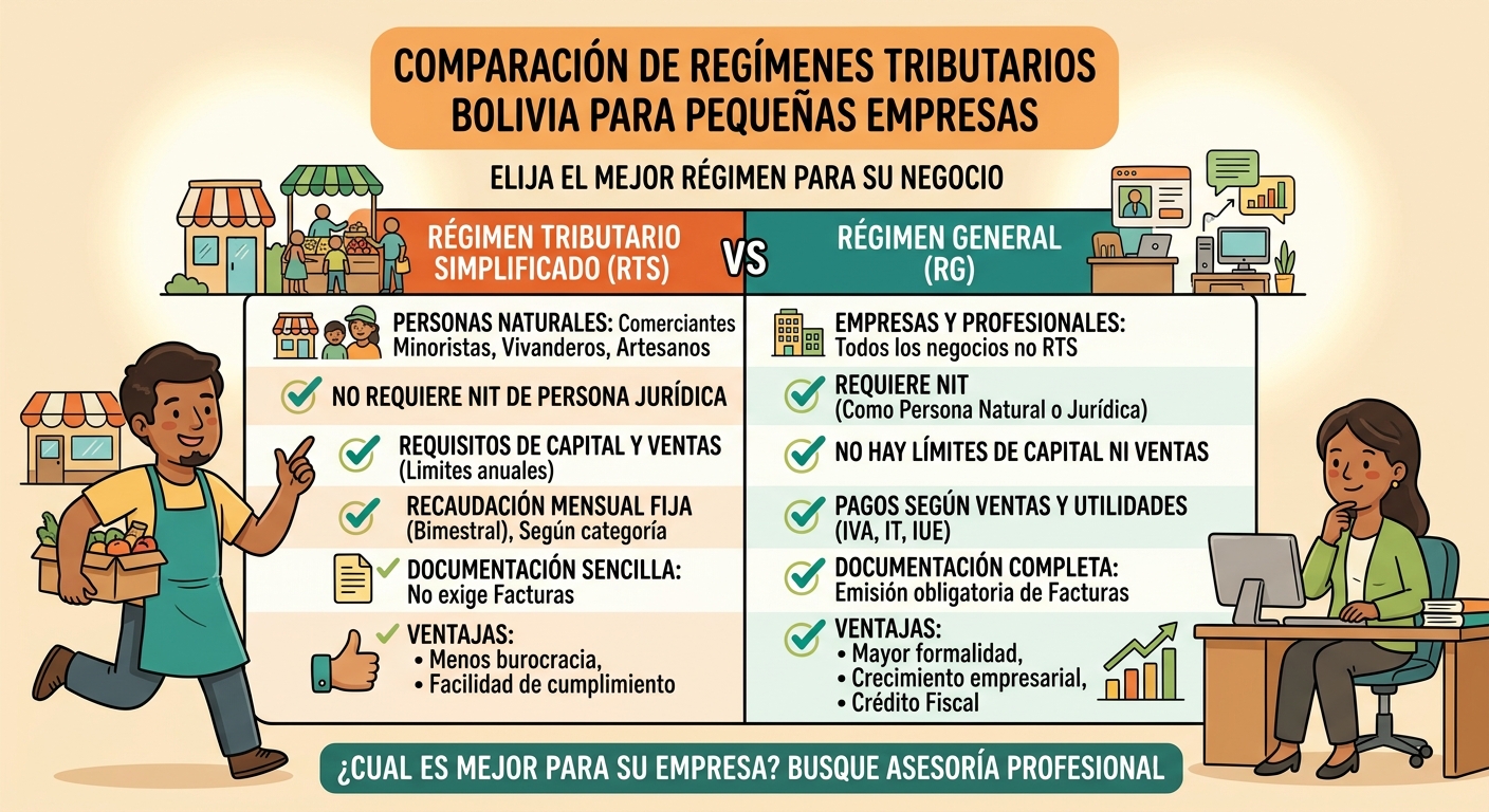 Regímenes Tributarios en Bolivia: RTS, STI y Régimen General — Cuál le Conviene y Cuándo Migrar