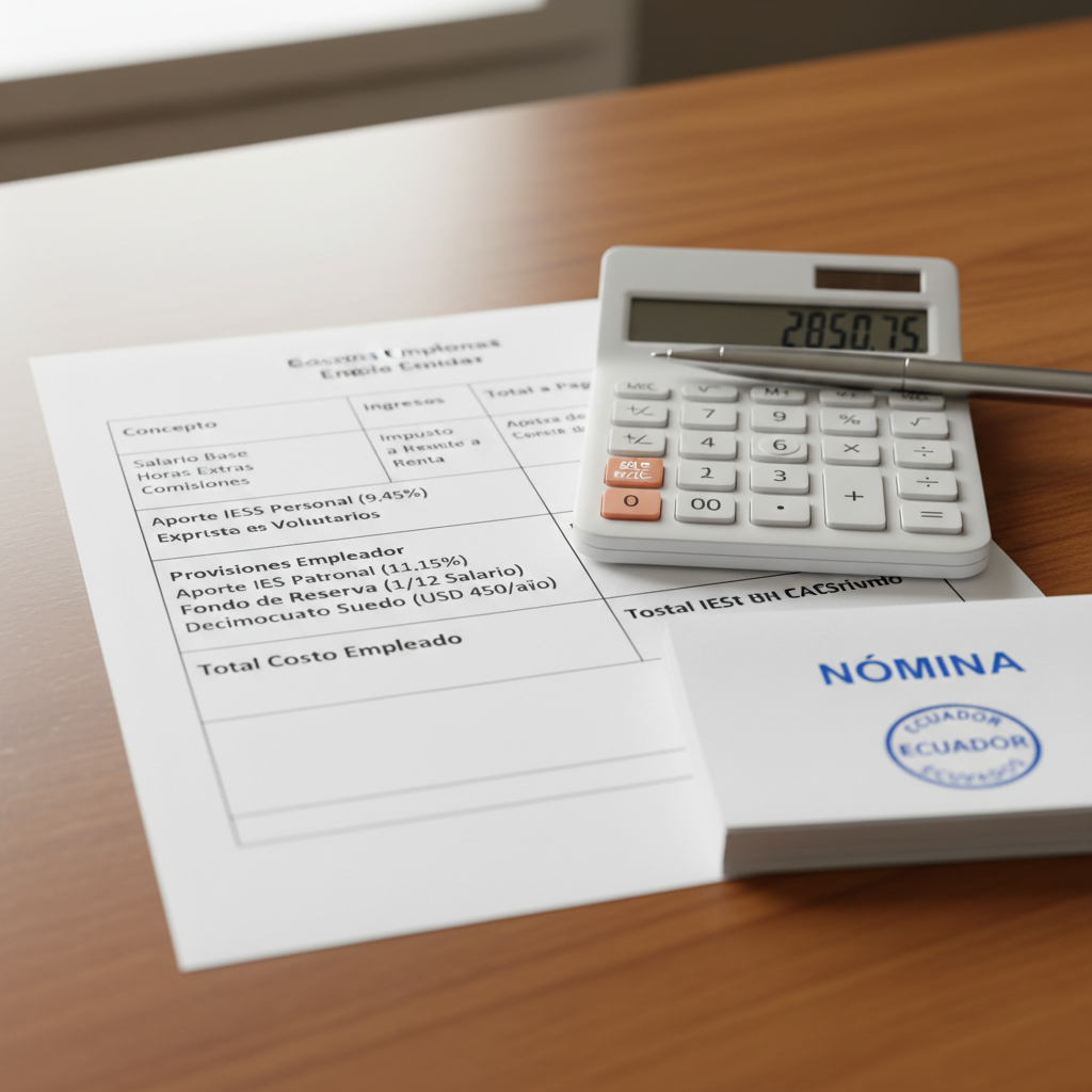Cuánto Cuesta un Empleado en Ecuador: USD 800 de Sueldo = USD 1.102 de Costo Real — y los Recargos por Horas Extras