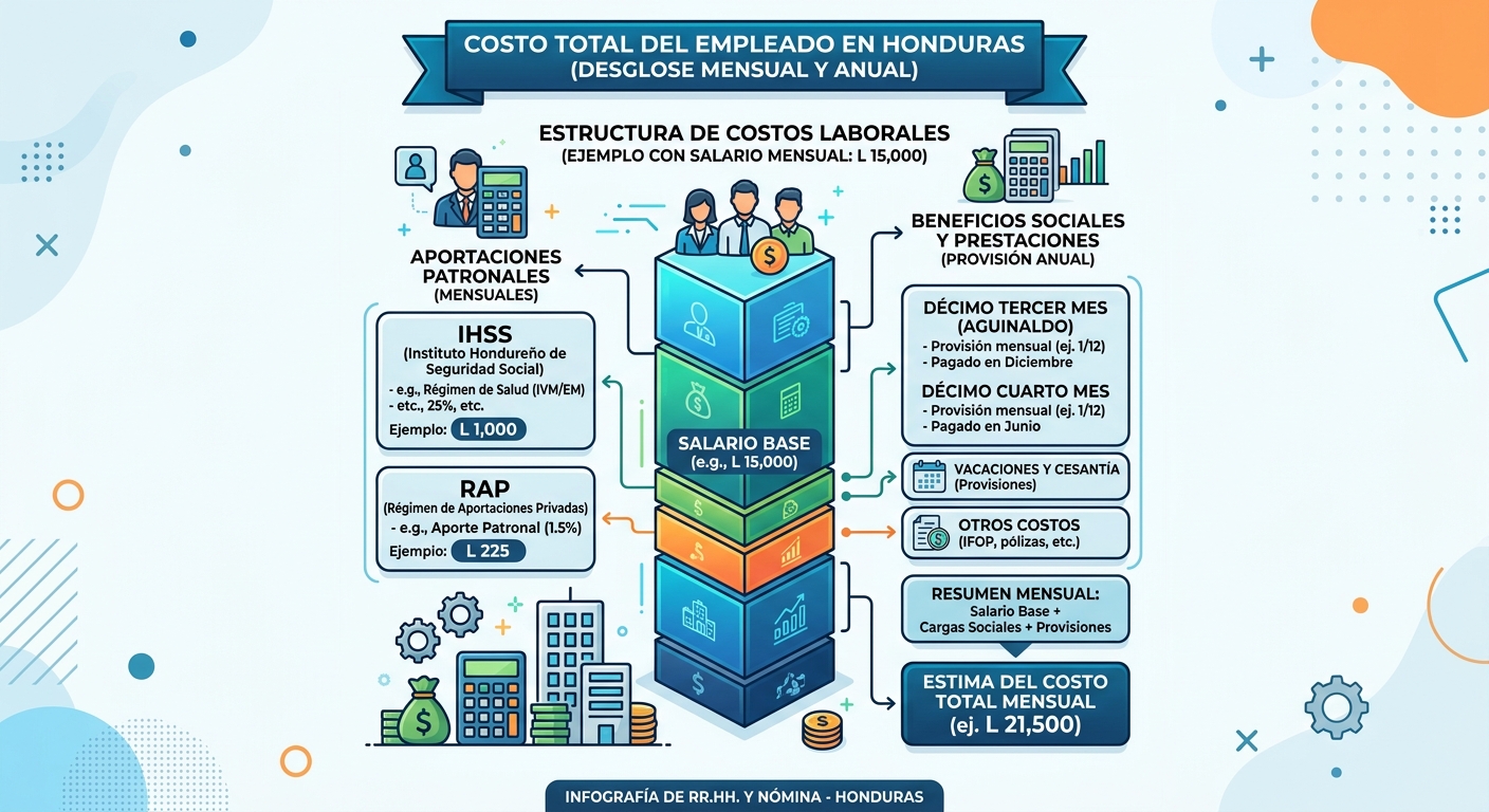 Costo Real de un Empleado en Honduras 2024: IHSS, RAP, 13° y 14° Mes — El Cálculo que Todo Empleador Necesita