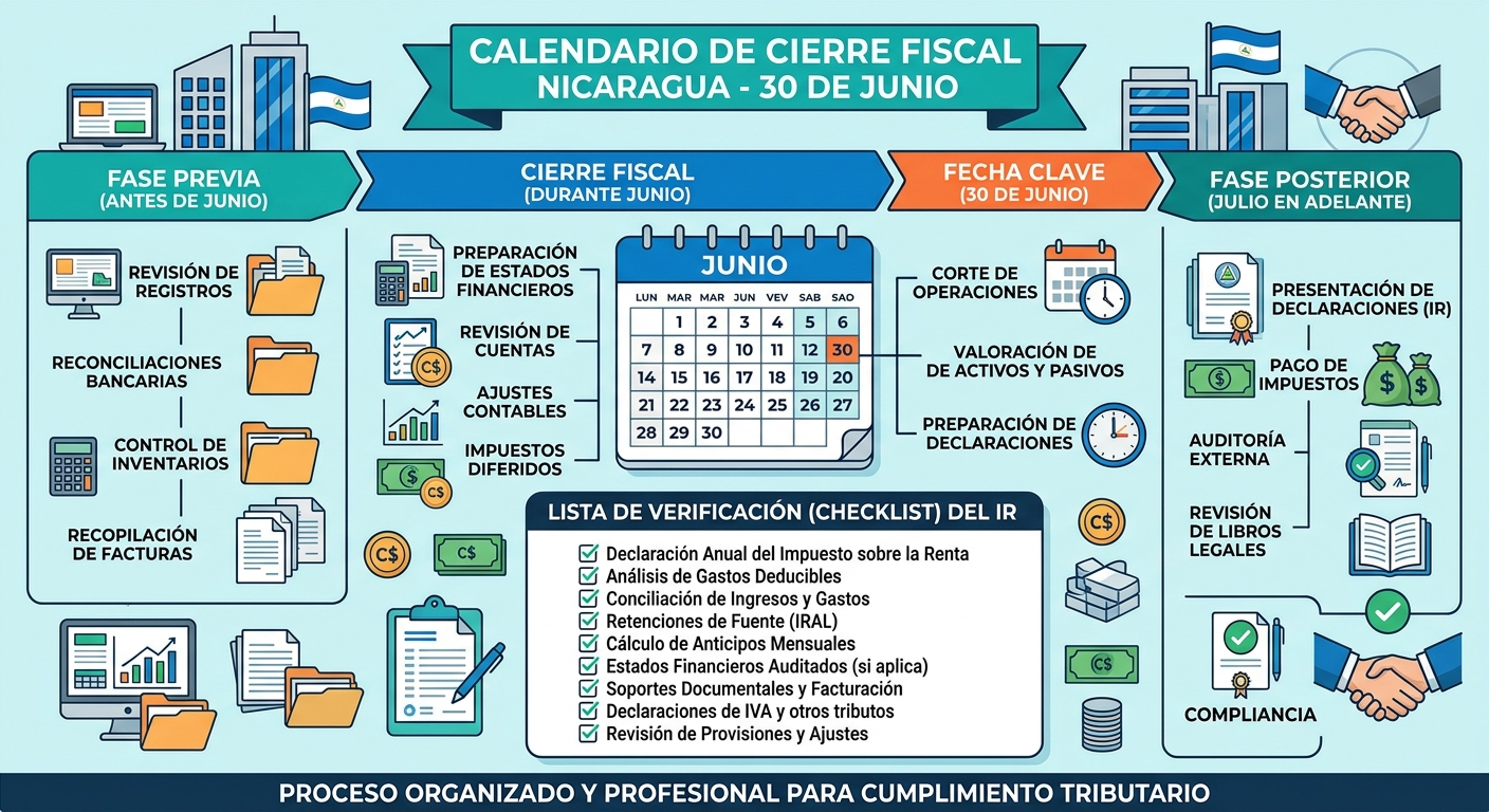 Cierre Fiscal al 30 de Junio en Nicaragua: El Checklist Completo para Preparar el IR ante la DGI sin Errores