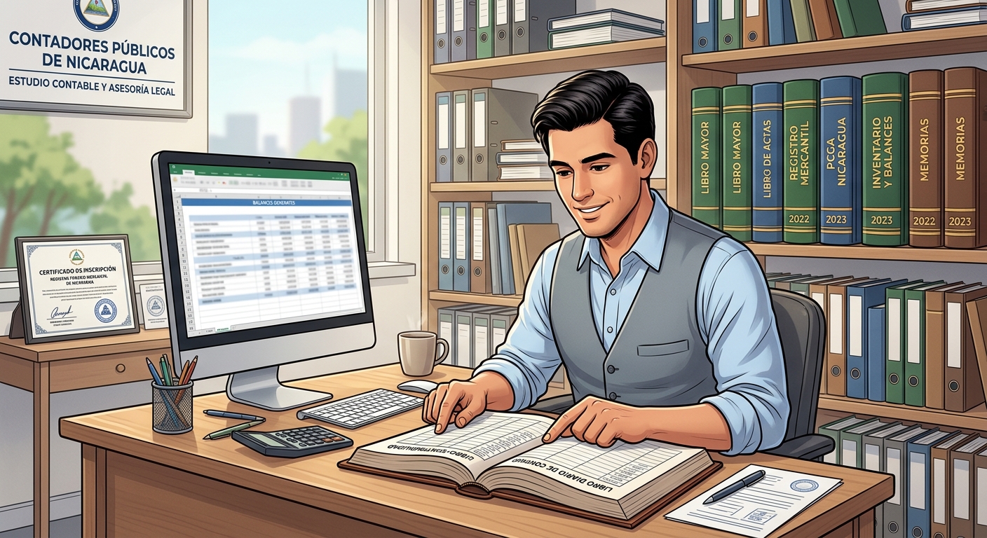 Contabilidad Empresarial en Nicaragua: PCGA, Libros Legales, el Registro Mercantil y lo que Exige la DGI