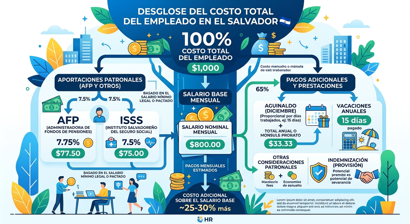 Costo Real de un Empleado en El Salvador: ISSS, AFP, Aguinaldo y el Cálculo que Todo Empleador Necesita en 2024