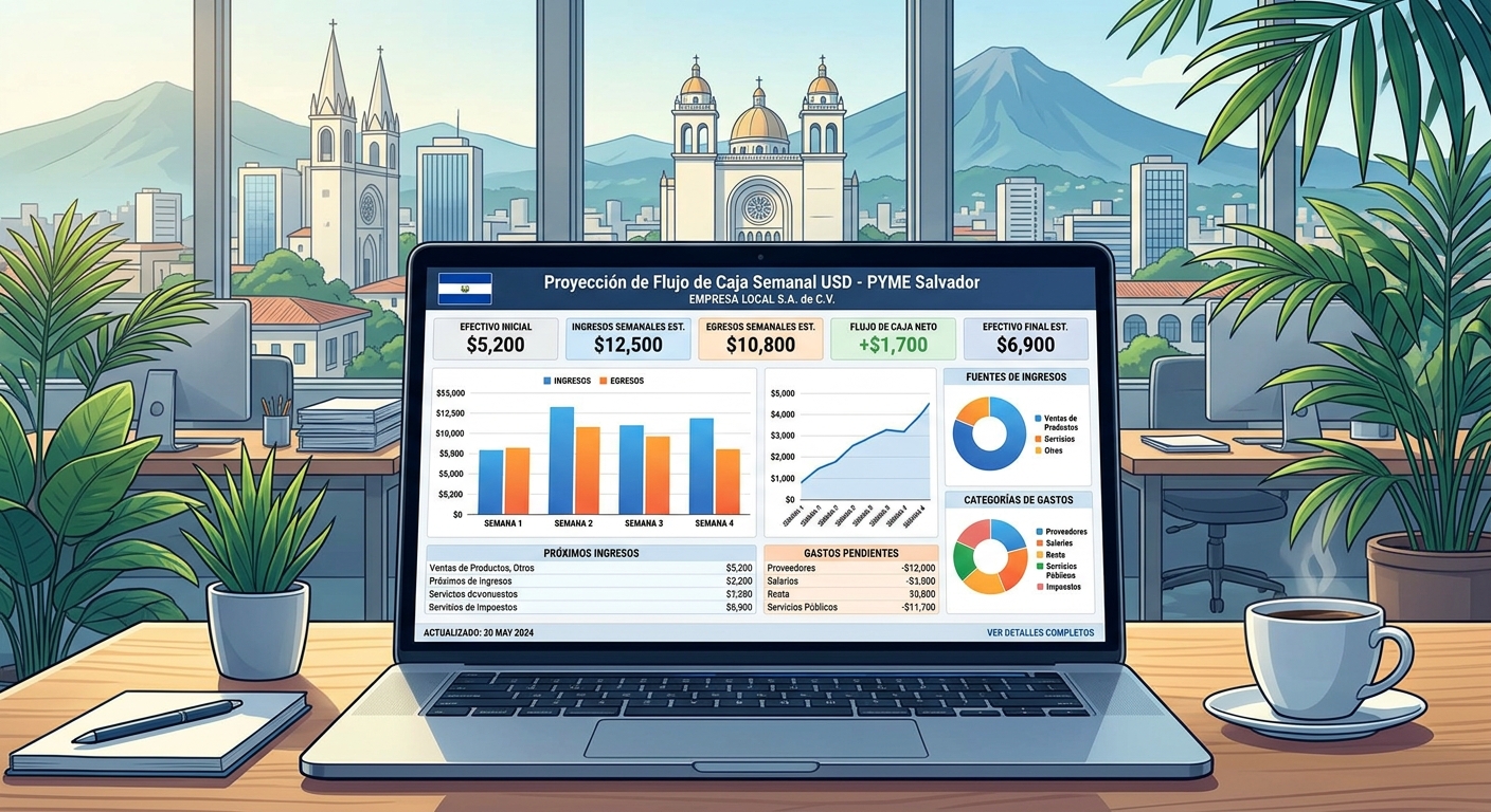 Flujo de Caja en El Salvador: Cómo Proyectarlo en Dólares y Controlarlo Semanalmente para Nunca Quedarse Sin Liquidez